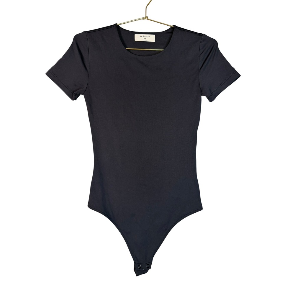 Aritzia Babaton Contour Crewneck Short Sleeve Bodysuit Black 2XS Aritzia Thong